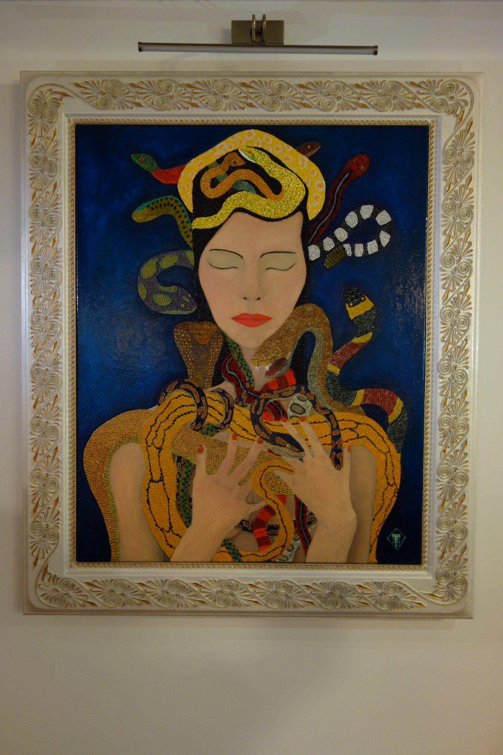 Medusa, Oil on Canvas, Custom Frame